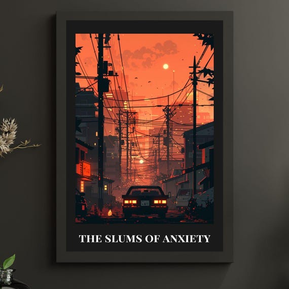 Vintage Travel Poster Retro Wall Art Conceptual Print Urban Night Moody Decor Emotional Gift For Him Her