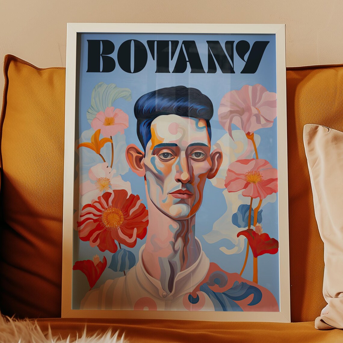 Botany Floral Male Portrait Bold Modern Typography Wall Poster