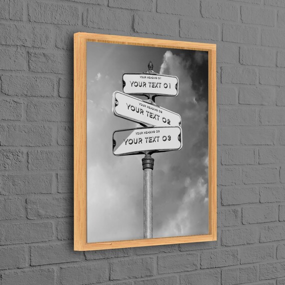 Custom Street Sign Black White Personalized Road Sign Art Poster