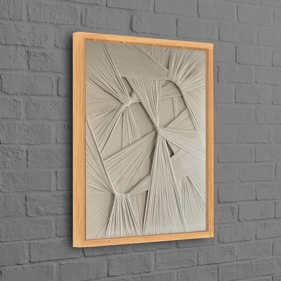 Beige String Art 3D Textured Minimalist Modern Neutral Home Poster