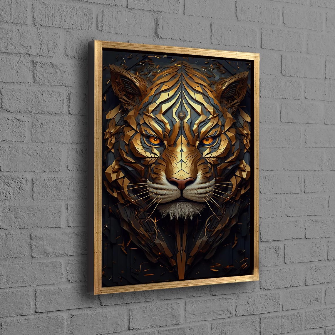 Bedroom Decor Art Abstract Design 3d Canvas Animal Gift Tiger Wall Surrealist Artwork Framed