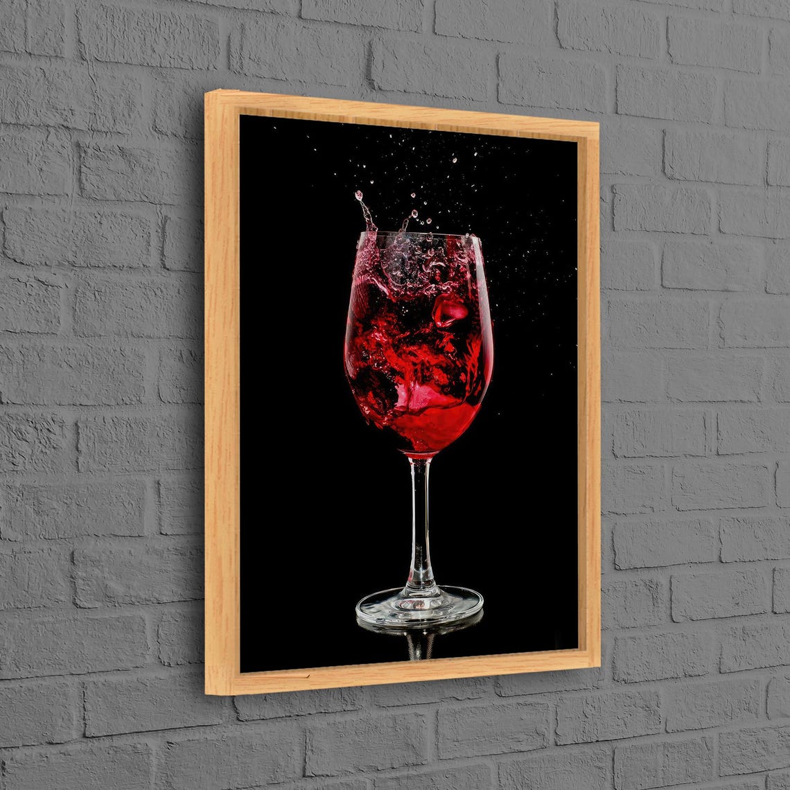 Red Wine Glass Splash on Black Dramatic Photography Style Art Print