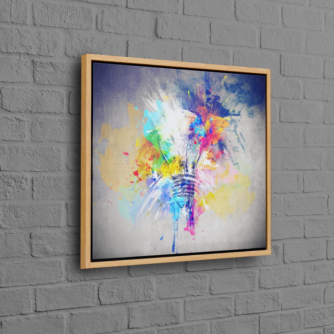 Colorful Lightbulb Explosion Abstract Paint Splash Canvas Poster