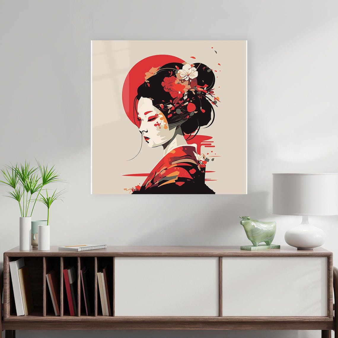 Japanese Woman Geisha Art Print, Modern Decor