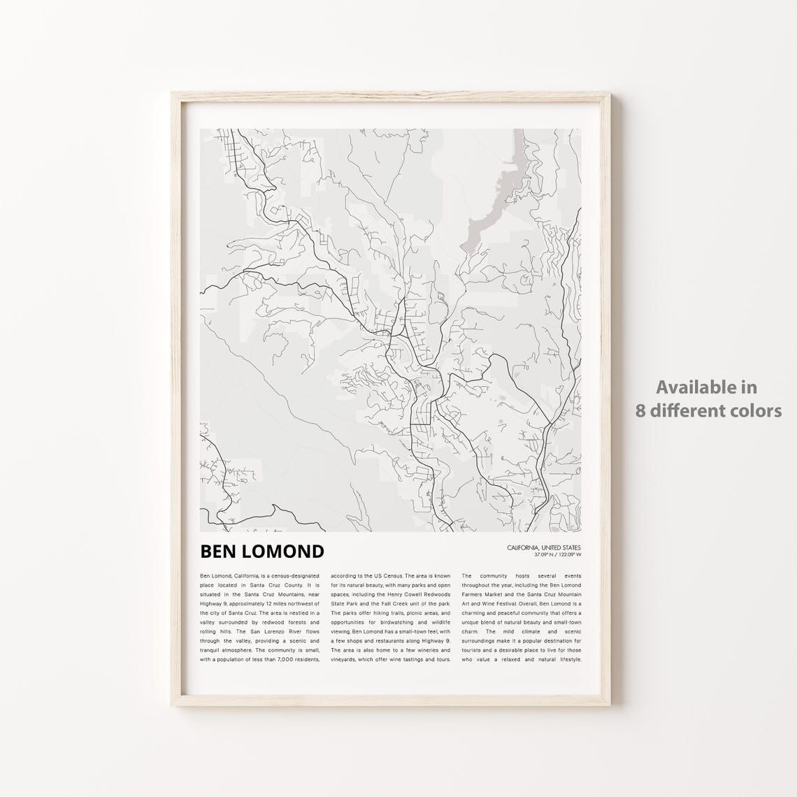 Ben Lomond Map Print Travel Wall Decor Art Housewarming Gift