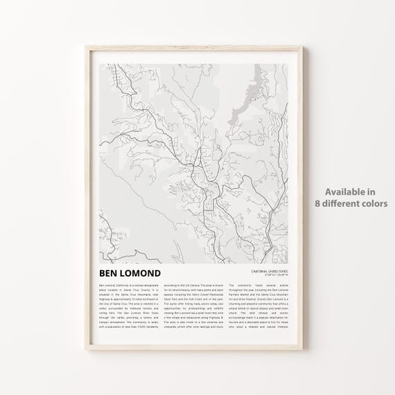 Ben Lomond Map Print Travel Wall Decor Art Housewarming Gift
