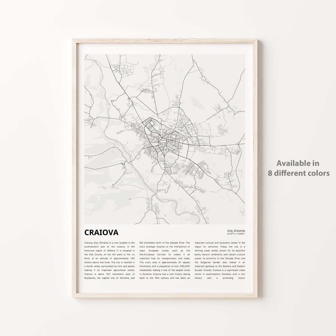 Craiova Map Print Travel Wall Decor Art Dolj Housewarming Gift
