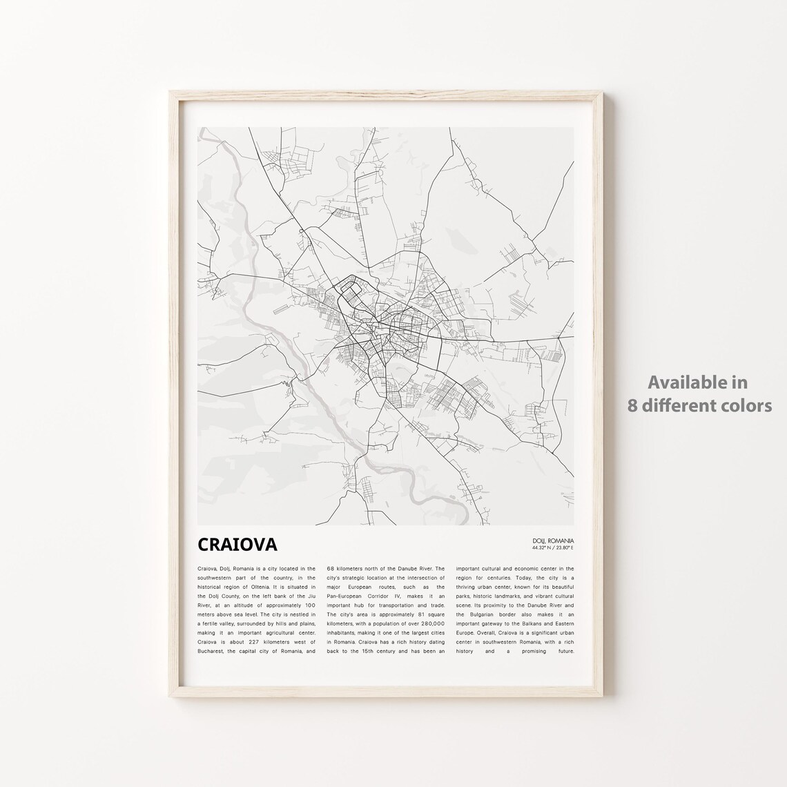 Craiova Romania Historic Minimalist City Street Map Decor Art Poster