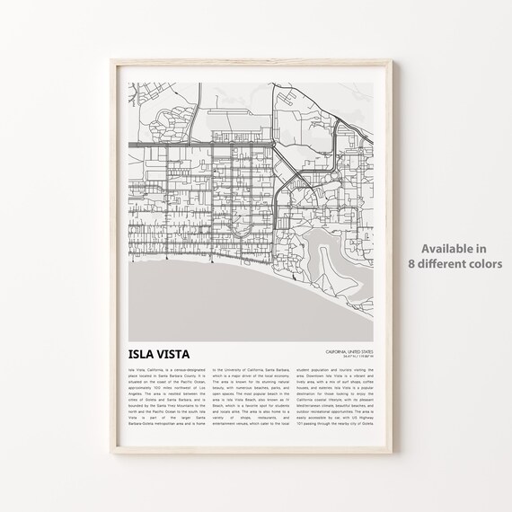 Isla Vista California Minimalist City Map Line Art Wall Print