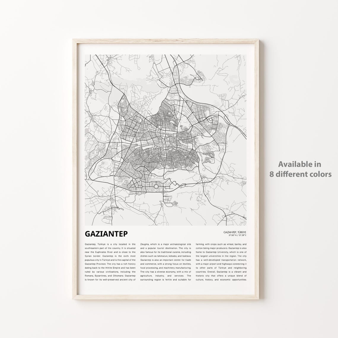 Gaziantep Map Print Travel Wall Decor Art Housewarming Gift