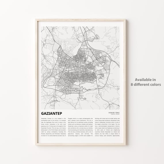 Gaziantep Map Print Travel Wall Decor Art Housewarming Gift
