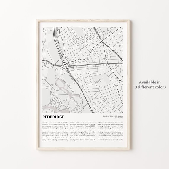 Redbridge Greater London Elegant Minimal Street Map Borough Poster
