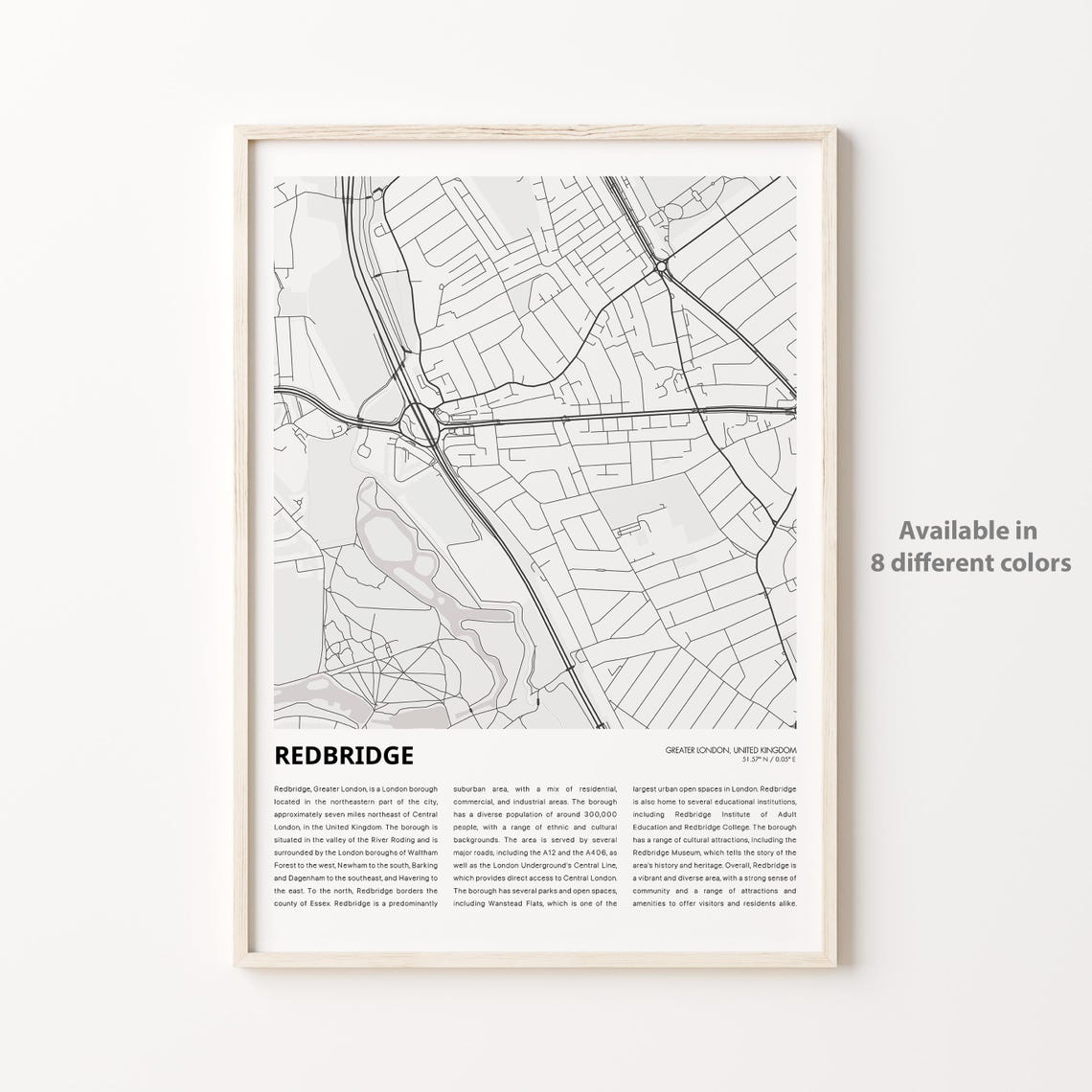 Redbridge Greater London Elegant Minimal Street Map Borough Poster