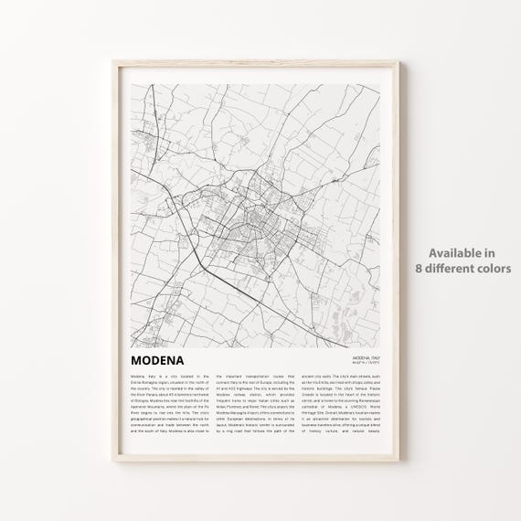 Modena Map Print Travel Wall Decor Art Housewarming Gift