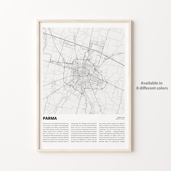 Parma Italy Emilia-Romagna Gray City Street Map Decor Poster