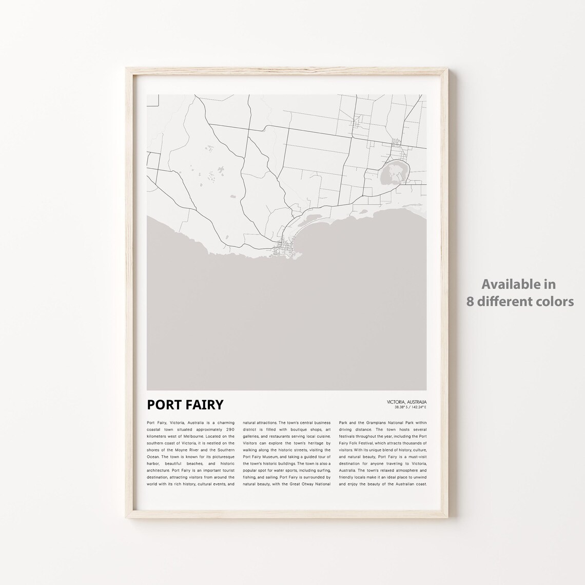Port Fairy Victoria Australia Great Ocean Road Coast Map Poster