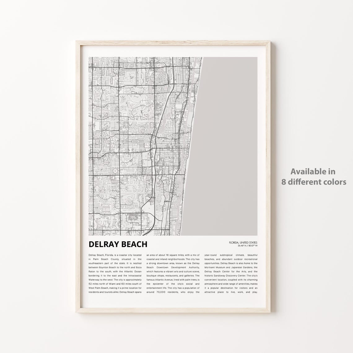 Delray Beach Map Print Travel Wall Decor Art Florida Housewarming Gift