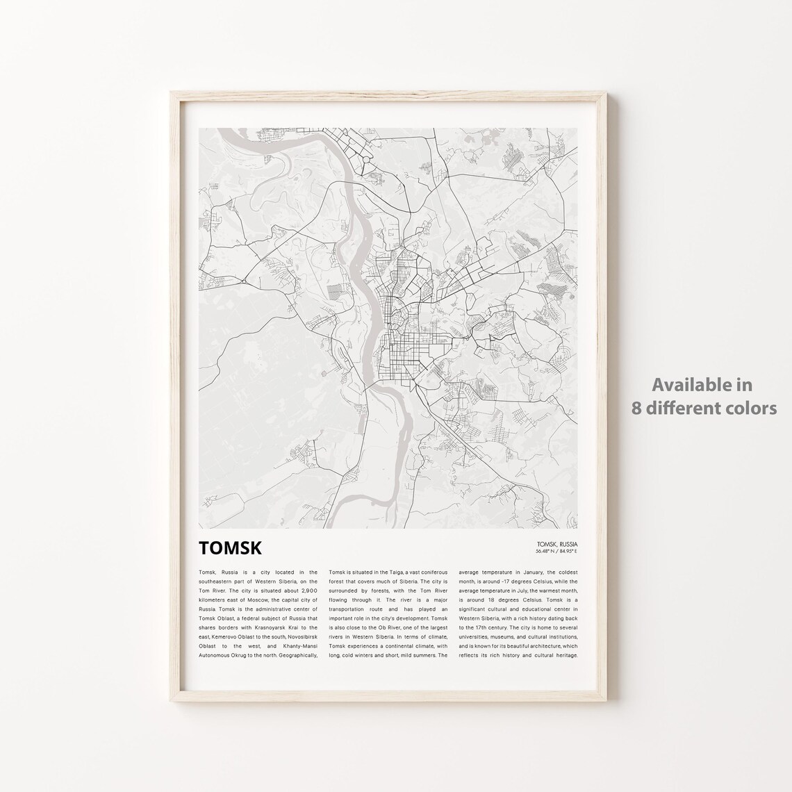 Tomsk Russia Siberian Minimalist City Street Map Travel Poster