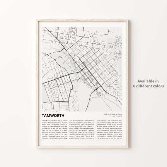 Tamworth Australia Minimalist City Street Map Poster for Country Fans