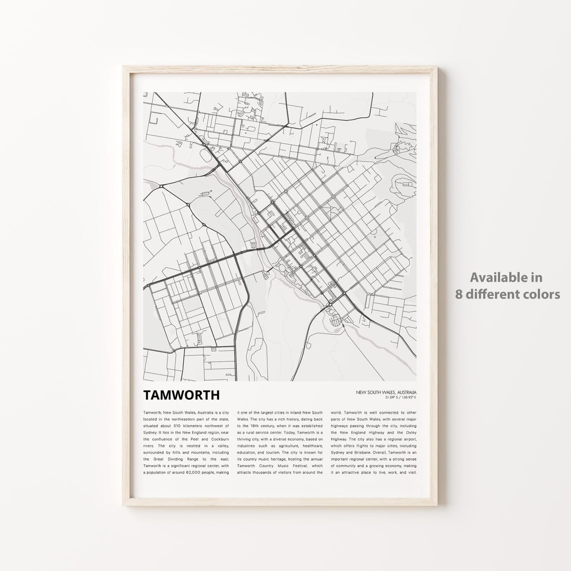 Tamworth Australia Minimalist City Street Map Poster for Country Fans