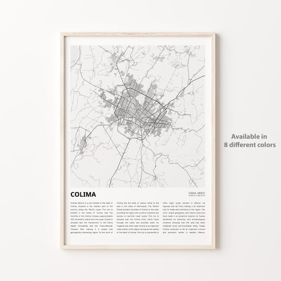 Colima Map Print Travel Wall Decor Art Housewarming Gift