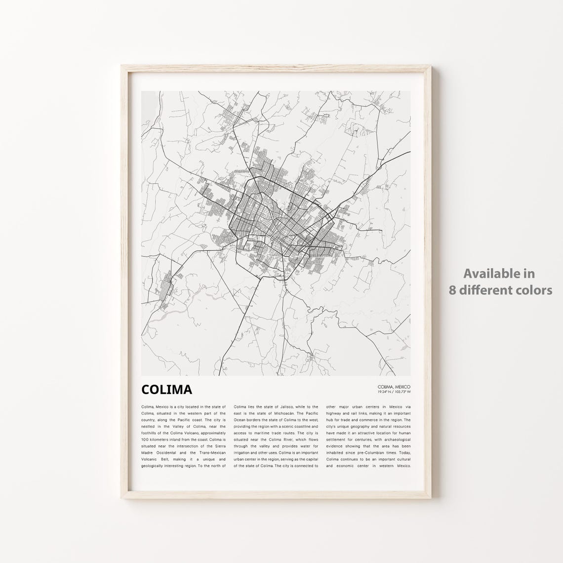 Colima Map Print Travel Wall Decor Art Housewarming Gift
