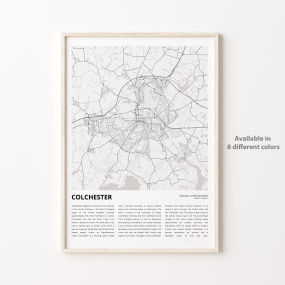 Colchester Map Art Print, England Travel Poster