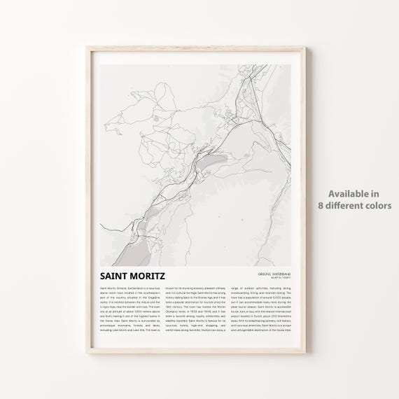 Saint Moritz Switzerland Minimalist Alpine Map Ski Resort Poster