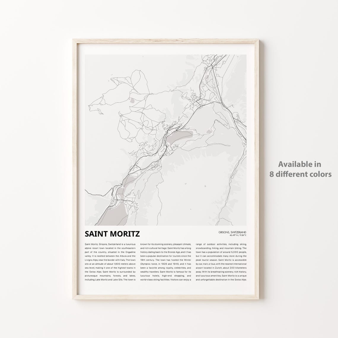 Saint Moritz Switzerland Minimalist Alpine Map Ski Resort Poster