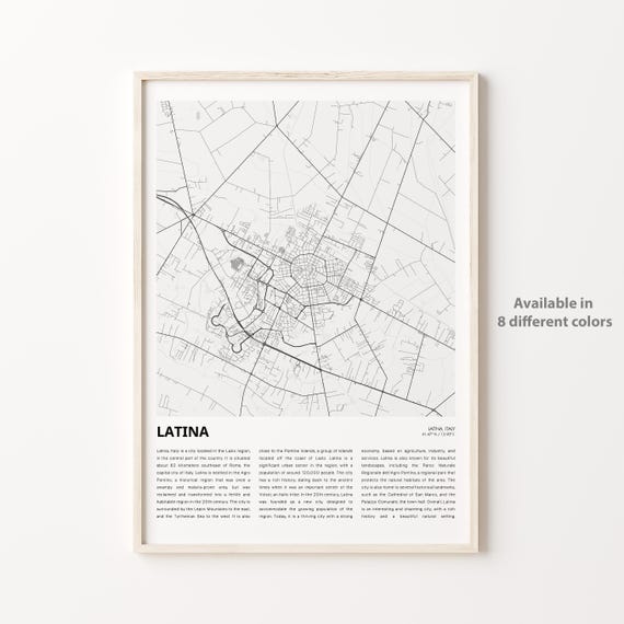 Latina Map Print Travel Wall Decor Art Housewarming Gift