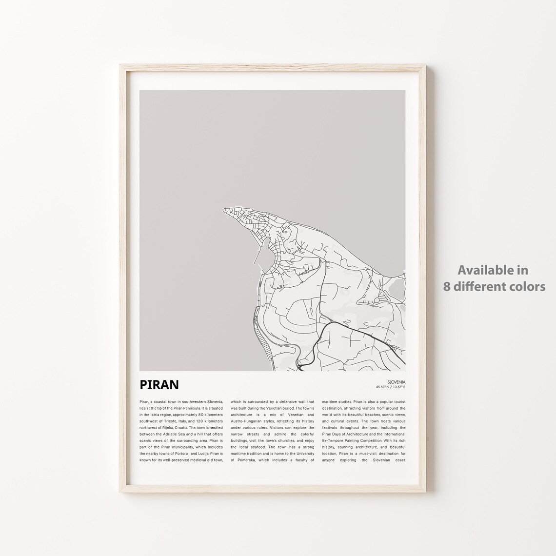 Piran Slovenia Adriatic Coastal Town Minimalist Map Travel Art Poster