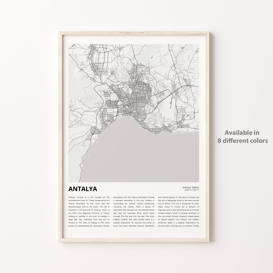 Antalya Map Print Travel Wall Decor Art Housewarming Gift Personalized Poster