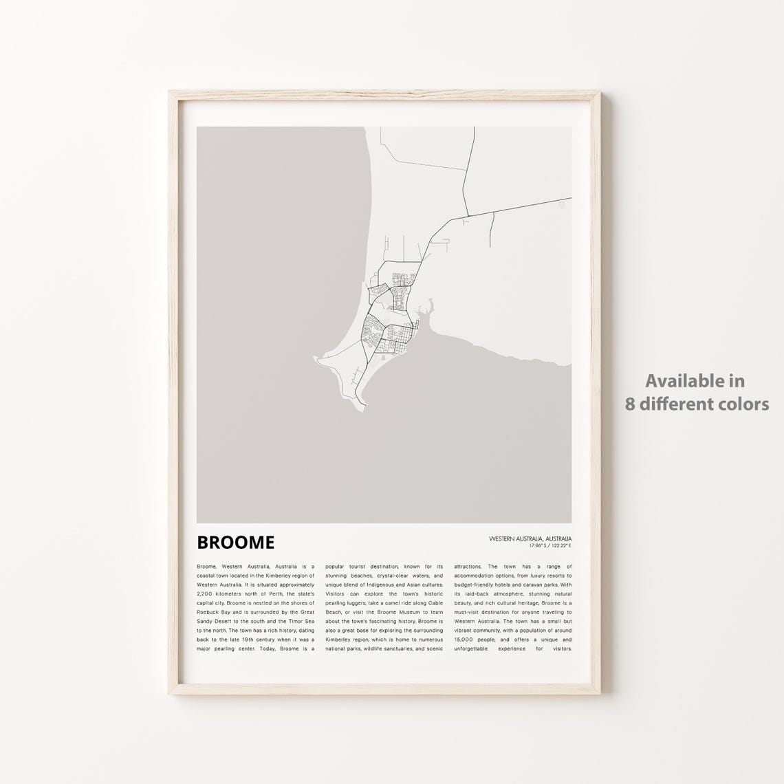 Broome Western Australia Coastal Town Minimalist Map Travel Poster