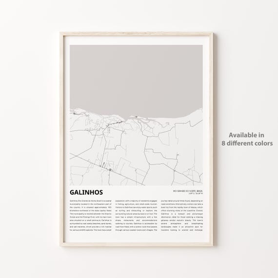 Galinhos Map Print Travel Wall Decor Art Rio Grande Do Norte Housewarming Gift