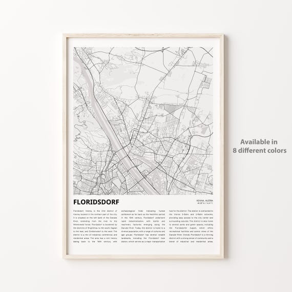 Floridsdorf Map Print Travel Wall Decor Art Housewarming Gift