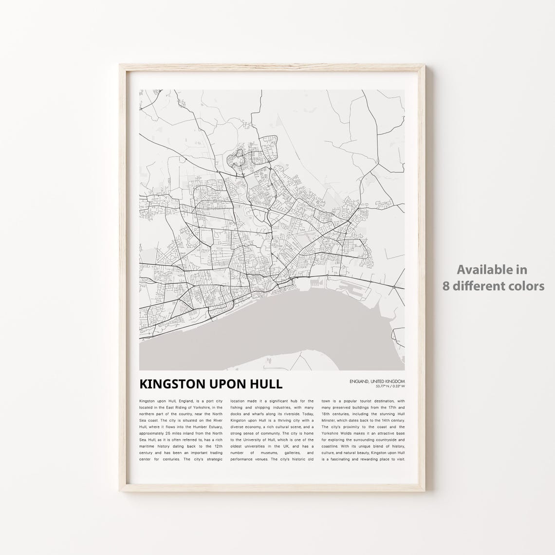 Kingston Upon Hull Map Print Travel Wall Decor Art England