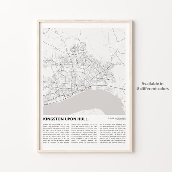 Kingston Upon Hull Map Print Travel Wall Decor Art England
