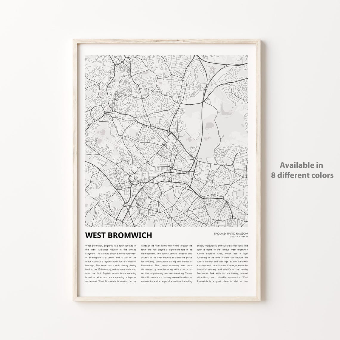 West Bromwich England Minimalist City Map Black And White Poster