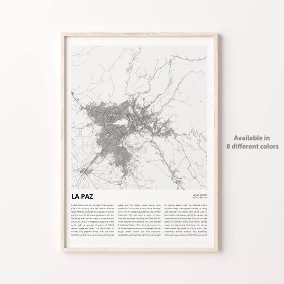 La Paz Map Print Travel Wall Decor Art Housewarming Gift