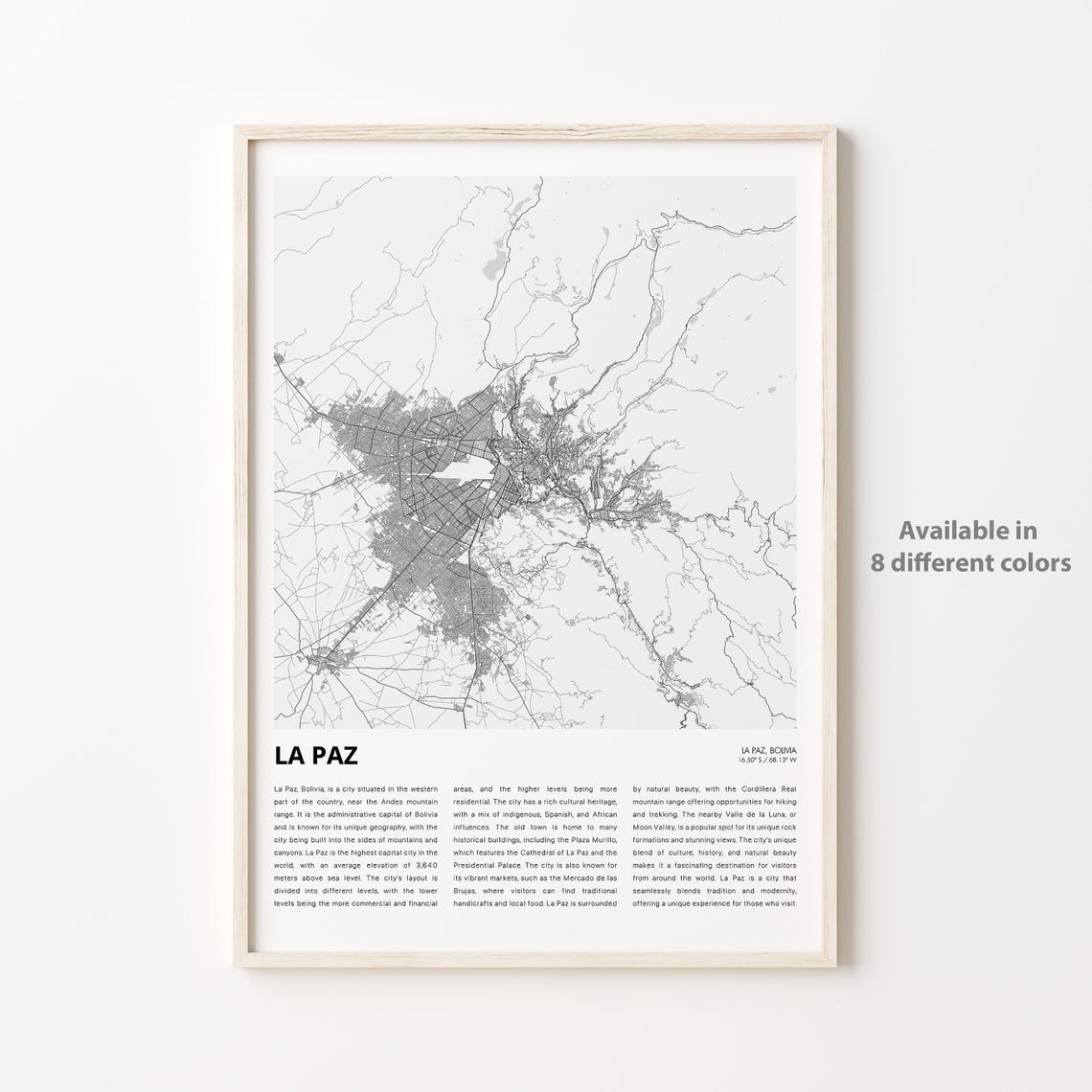 La Paz Map Print Travel Wall Decor Art Housewarming Gift