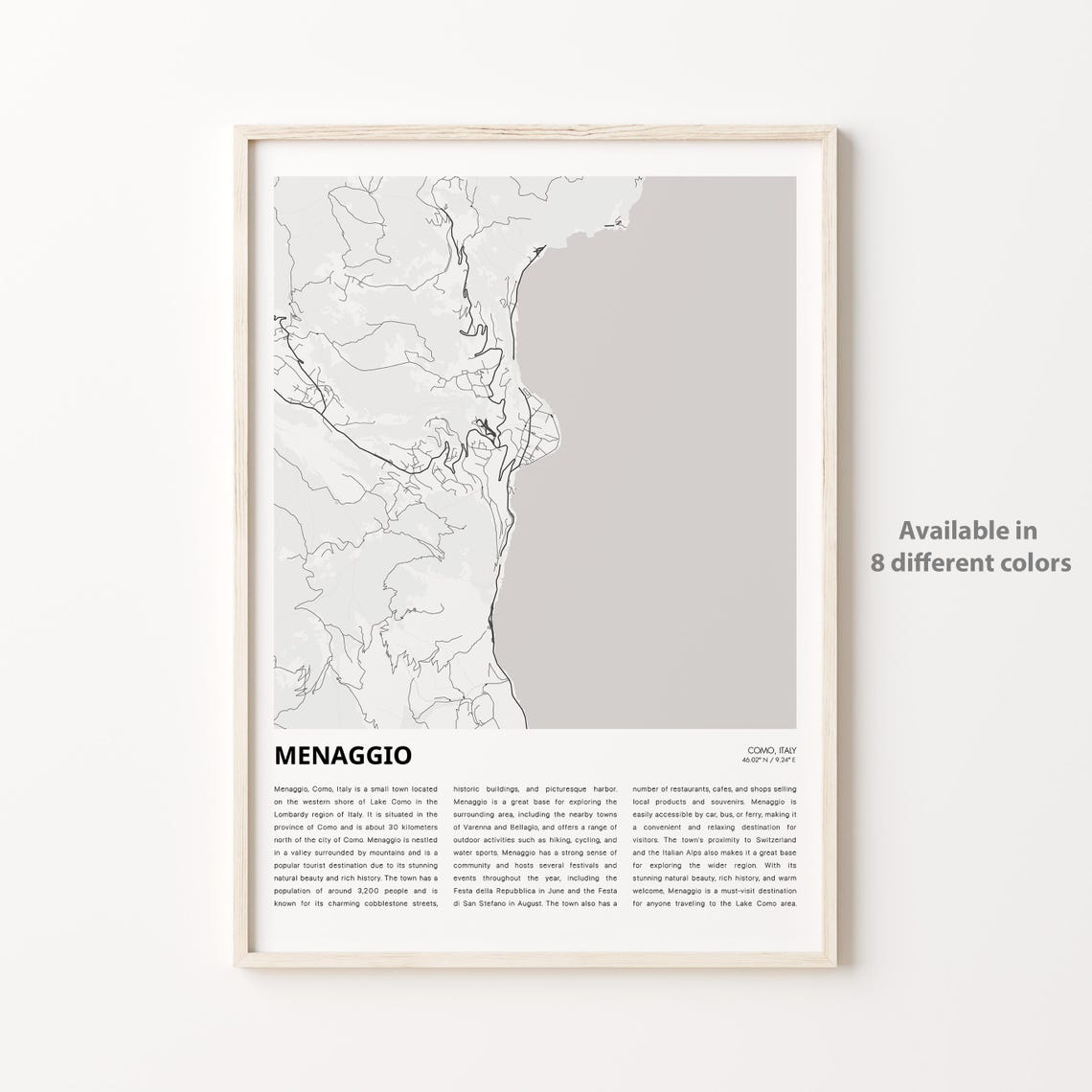 Menaggio Lake Como Italy Minimalist Line City Map Poster Decor