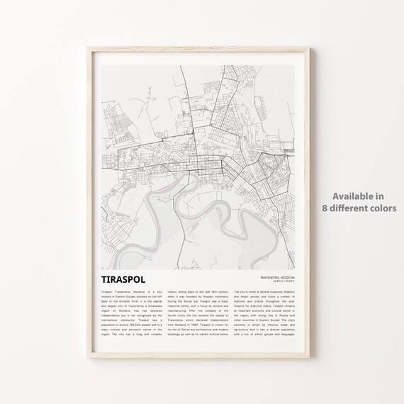 Tiraspol Transnistria City Street Map Line Art Travel Poster