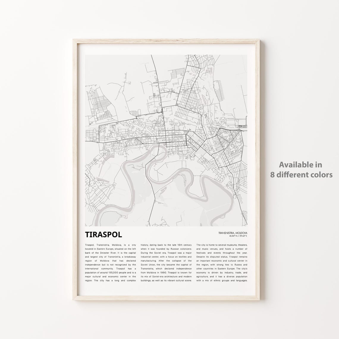 Tiraspol Transnistria City Street Map Line Art Travel Poster