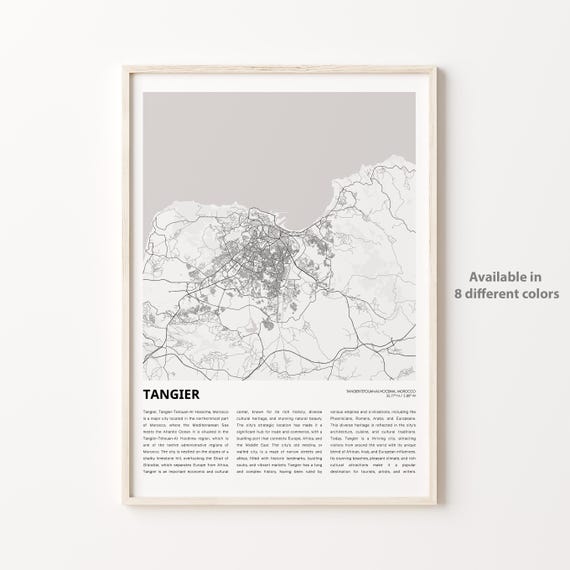 Tangier Morocco Minimalist City Map With City Guide Travel Poster