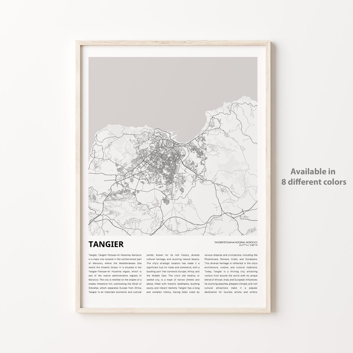 Tangier Morocco Minimalist City Map With City Guide Travel Poster