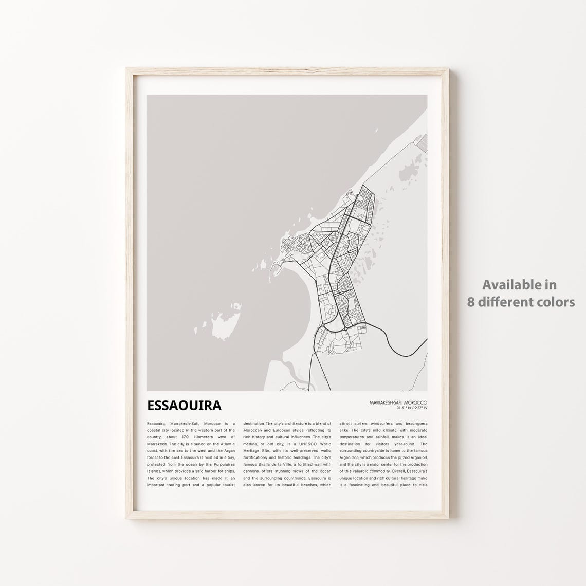 Essaouira Map Print Travel Wall Decor Art Marrakeshsafi Housewarming Gift