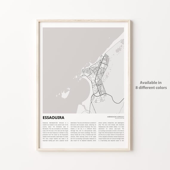 Essaouira Map Print Travel Wall Decor Art Marrakeshsafi Housewarming Gift