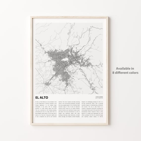 El Alto Map Print Travel Wall Decor Art La Paz Housewarming Gift