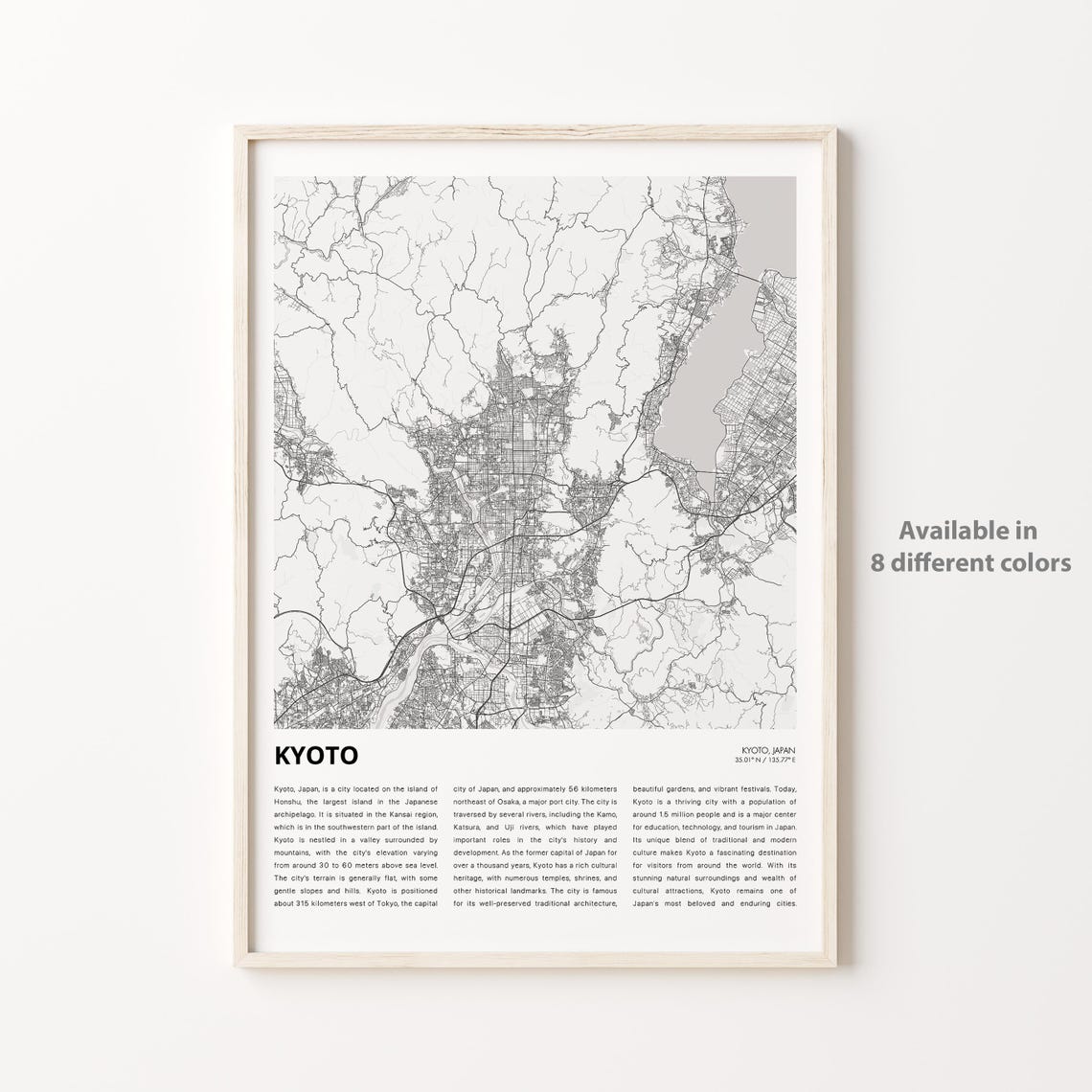 Kyoto Map Print Travel Wall Decor Art Housewarming Gift