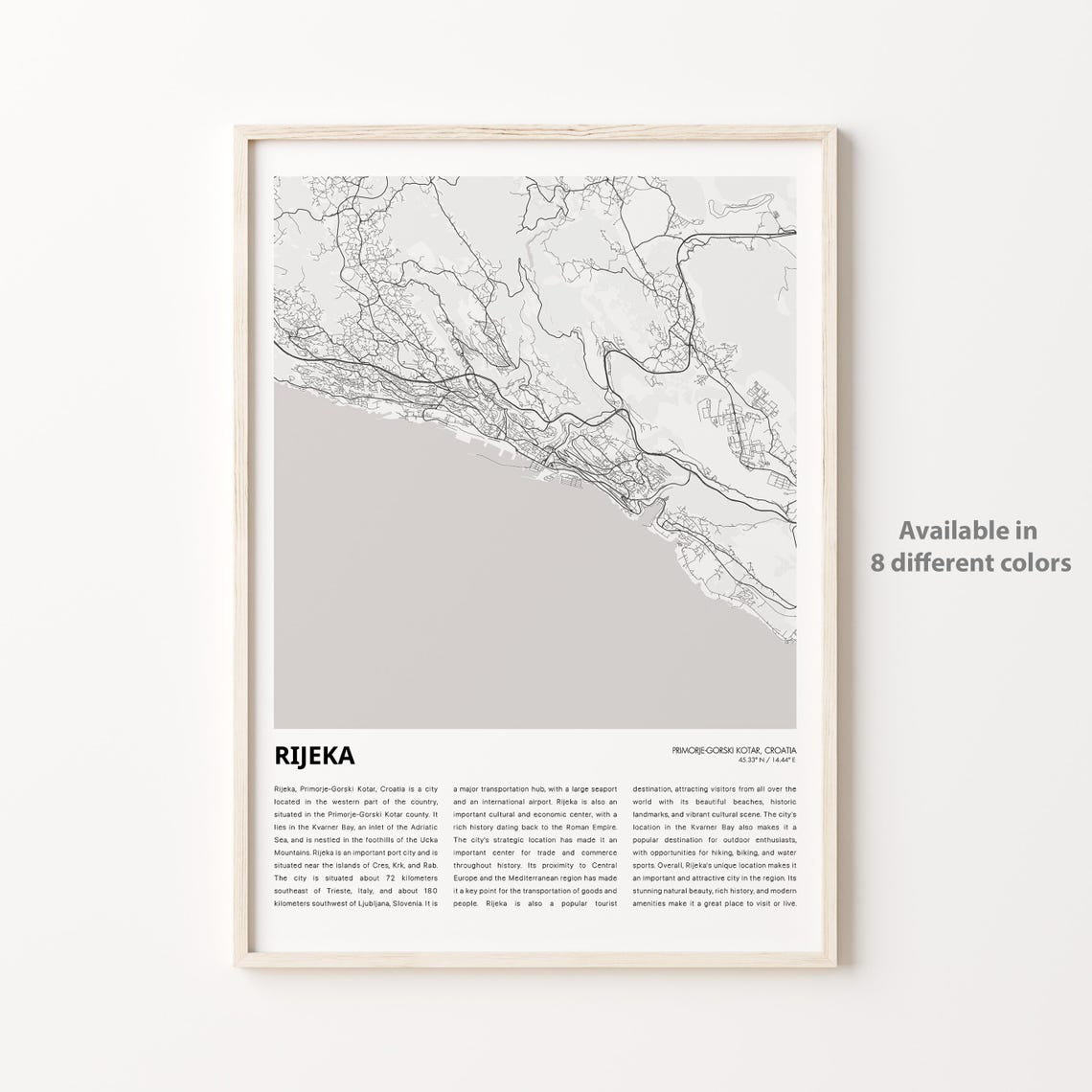 Rijeka Croatia City Map Minimalist Coastal Poster Wall Decor
